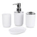 4‑Piece Plastic Bathroom Accessory Set — Soap Dispenser, Storage & Rinse Cups, Soap Dish