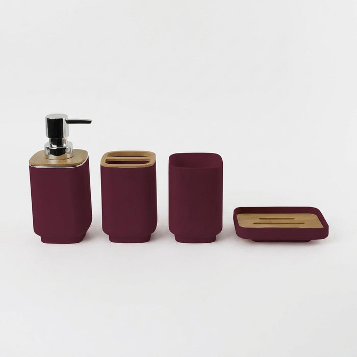 4-Piece Bathroom Accessory Set — Dispenser, Toothbrush Holder, Cup & Soap Tray