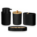Black 4-Piece Bathroom Accessory Set – Foam Dispenser, Toothbrush Holder, Cotton Box & Soap Dish