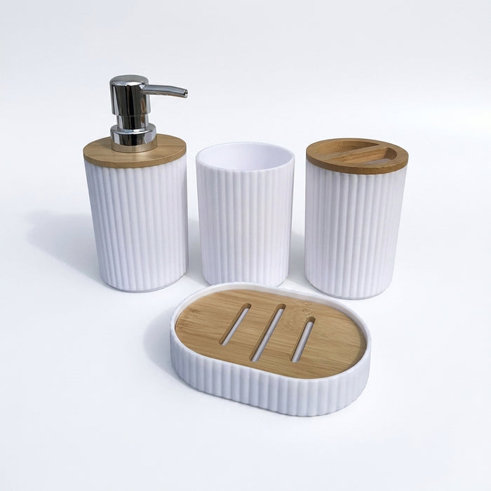 4-piece Bathroom Accessory Set — Toothbrush Holder, Mouthwash Cup, Soap Dispenser & Soap Dish