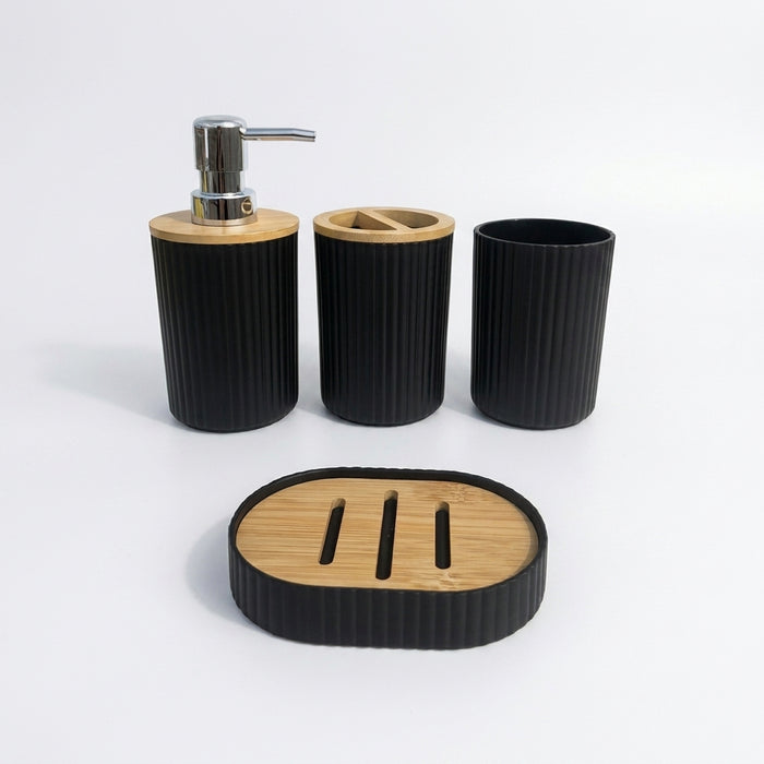 4-piece Bathroom Accessory Set — Toothbrush Holder, Mouthwash Cup, Soap Dispenser & Soap Dish