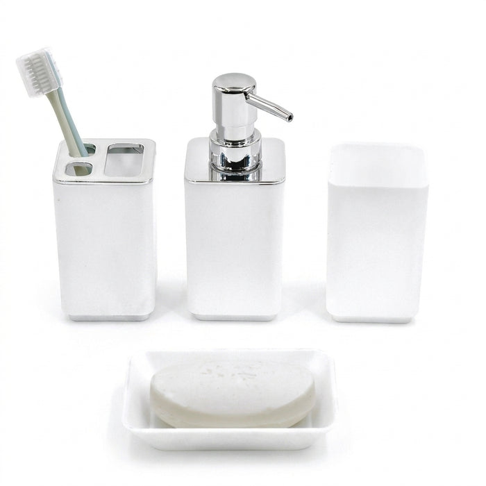 8‑Piece Bathroom Organiser Set — Soap Dispenser, Brush, Trash Can & Cup