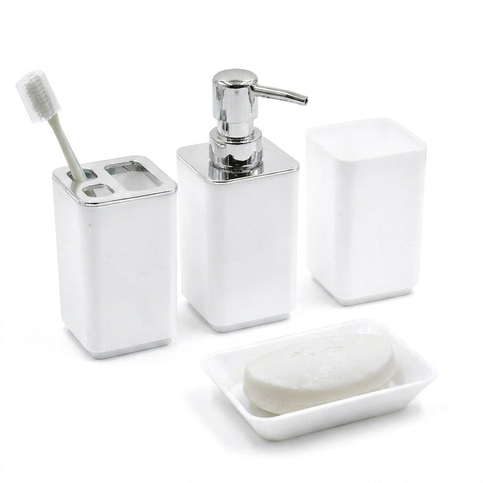 8‑Piece Bathroom Organiser Set — Soap Dispenser, Brush, Trash Can & Cup