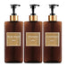 Refillable Shower Soap Dispenser Set – Plastic Shampoo, Conditioner & Hand/Dish Bottles (Brown or Black)