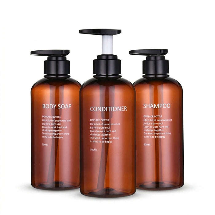 Refillable Pump Dispenser Set for Shampoo, Conditioner & Body Wash — 500 ml (1 or 3 pack)