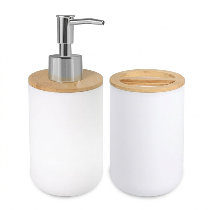 Bathroom Set – Soap Dispenser, Toothbrush Holder & Soap Box (Plastic)