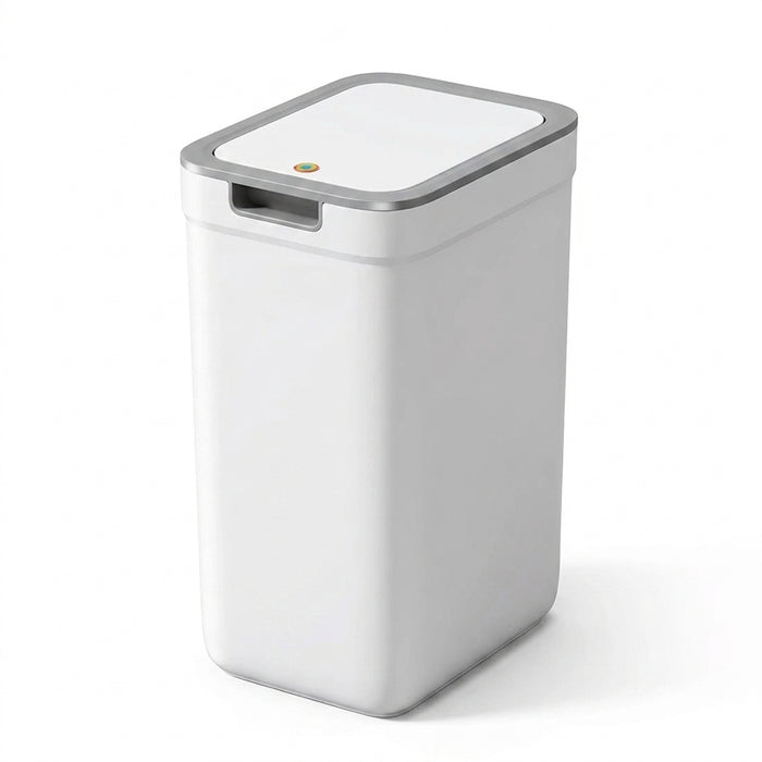 Touchless Wall-Mounted Bathroom Bin — Odour-Sealing Rectangular Plastic, 9L (White)