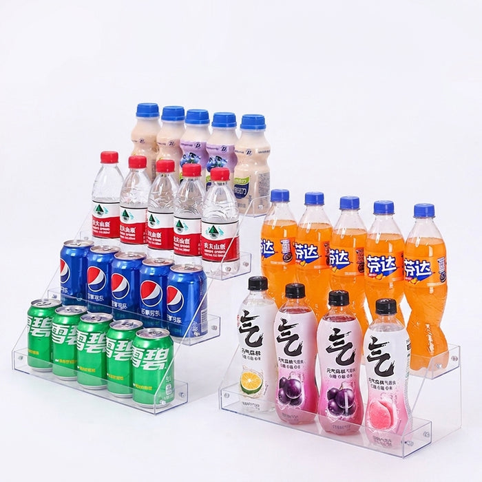 Acrylic Stepped Can Organiser – Transparent 2/3/4-Tier Fridge Rack
