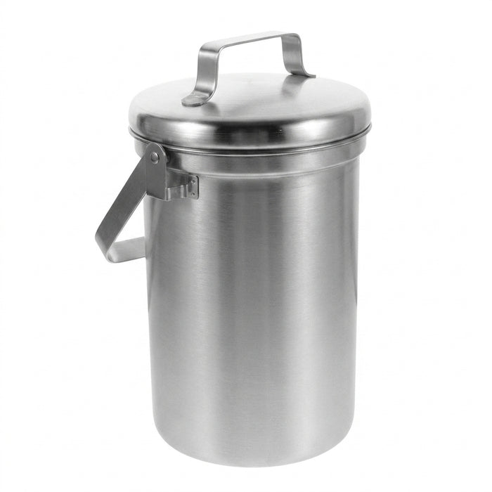 3L Stainless Steel Kitchen Compost Bin — Countertop Food Scrap Container with Odour‑Sealing Lid & Handle