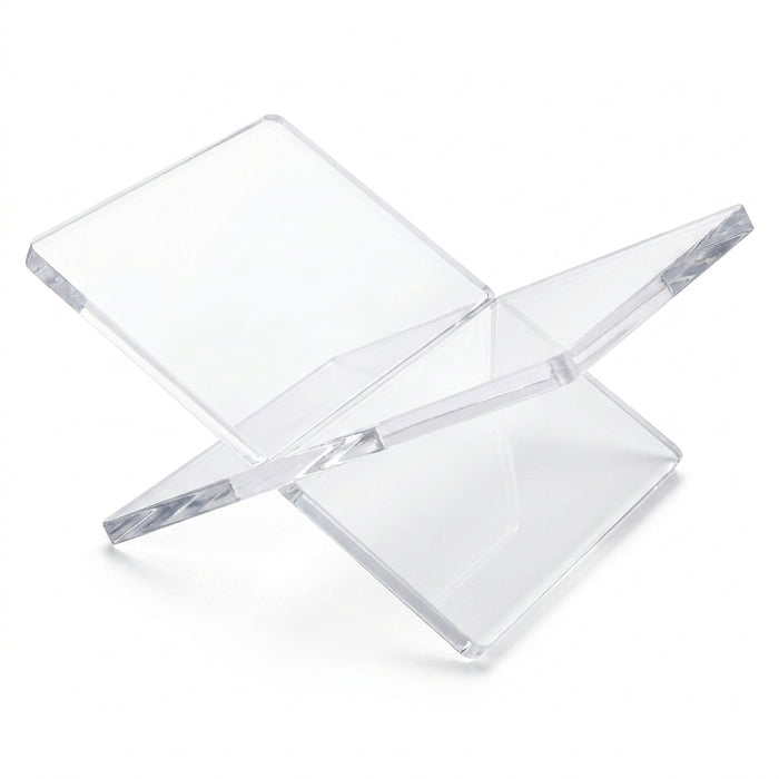 Acrylic Book Stand — Folding Display Holder for Cookbooks, Bibles & Texts (S/L, Black/White/Clear)