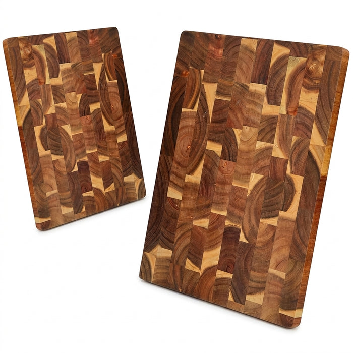Acacia End-Grain Reversible Cutting Board — Multi‑Purpose Serving & Prep Tray, 38×28×1.8cm, 1pc