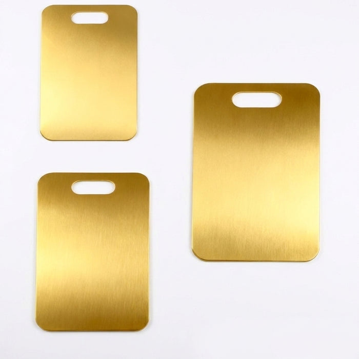 3pc Stainless Steel Gold Cutting Boards — Dishwasher-Safe with Non-Slip Design & Juice Groove