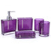5‑Piece Purple Acrylic Bathroom Set — Emulsion Bottle, Toothbrush Holder, Soap Dish & 2 Cups