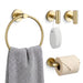 4-piece Stainless Steel Bathroom Set — Toilet Roll Holder, Towel Ring & 2 Hooks
