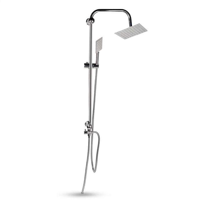 Square Stainless Steel Shower Head Set with 8-inch Rainfall & Mixer