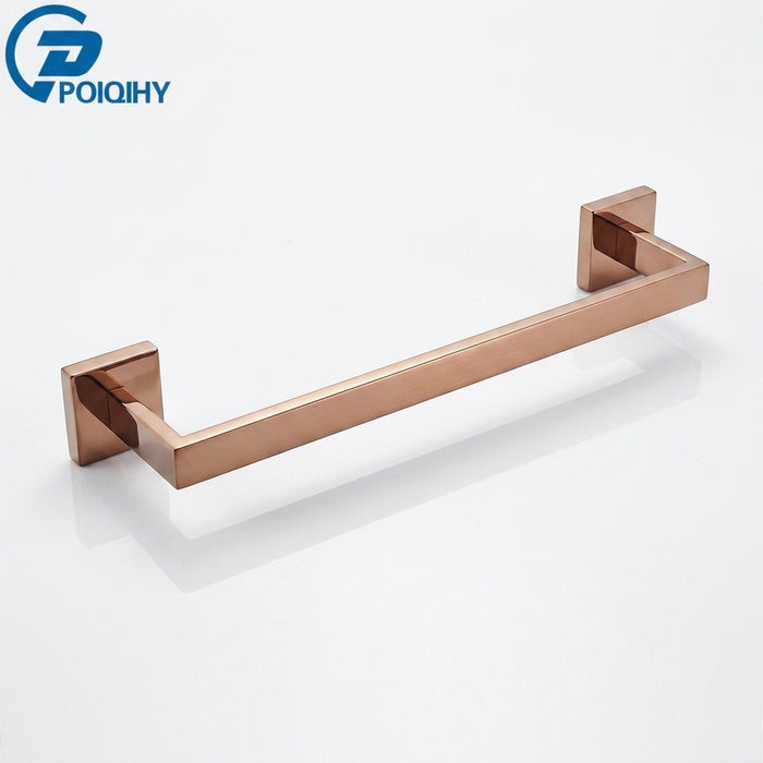 Rose Gold Bathroom Hardware Set — Stainless Steel Towel Rail, Toilet Paper Holder & Hook