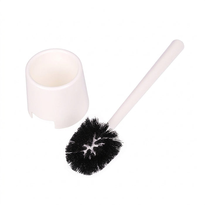 Long‑Handle Toilet Brush with Holder — Flexible Deep‑Clean, Portable (White or Black)