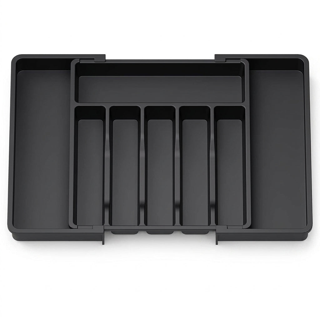 Adjustable Cutlery Drawer Organiser – Expandable Plastic Tray with Dividers
