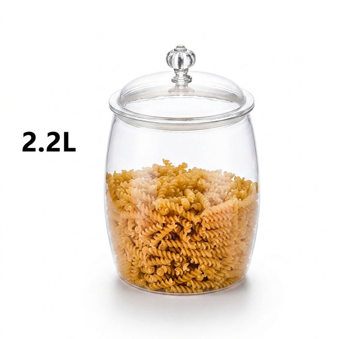 Airtight Clear Plastic Food Canister – 2.2 / 3.8 / 6.5L Flour, Cookie & Candy Jar with Lid