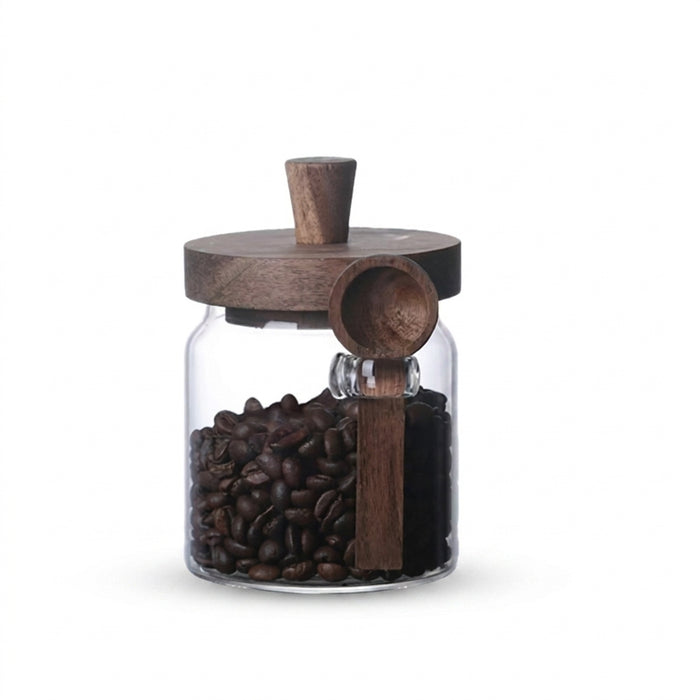 Glass Food Storage Jars with Wooden Lids & Scoop — Airtight Canisters