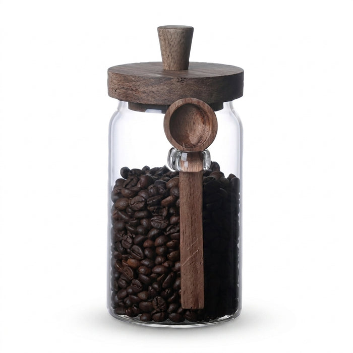 Glass Food Storage Jars with Wooden Lids & Scoop — Airtight Canisters