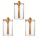 Airtight Glass Jars with Bamboo Lids & Spoons — 18oz (>501ml) — Pack of 1/2/3/4 — Transparent Food Storage for Spices, Beans & Tea