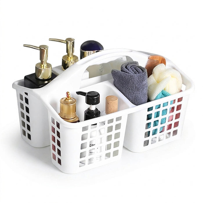 Portable Plastic Shower Caddy with Handle — Divided Storage Basket 30×20×13cm
