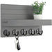 Wall-mounted Wooden Key and Mail Shelf with 5 Hooks