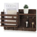 Rustic Wood Wall Mail Organiser with Key Hooks and Floating Shelf