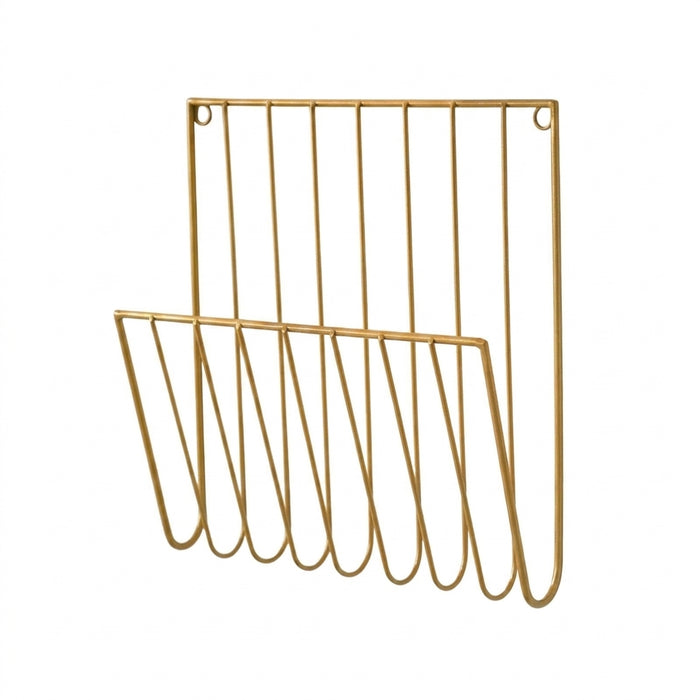 Wall-Mounted Iron File Holder — Magazine & Mail Organiser (Gold or Black)