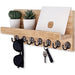 Wood Wall-Mounted Key & Mail Holder with 7 Hooks and Shelf