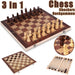 3-in-1 Wooden Travel Games Set – Chess, Checkers & Backgammon (Five Sizes)