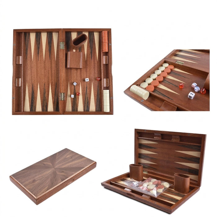 Foldable Wooden Backgammon Set 11–17 inch — Handmade, Foldable Board with Accessories