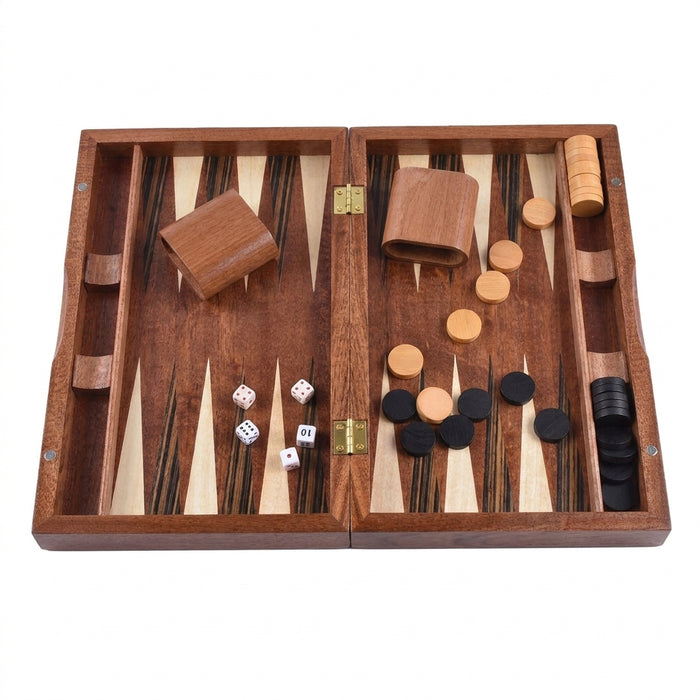 Foldable Wooden Backgammon Set 11–17 inch — Handmade, Foldable Board with Accessories