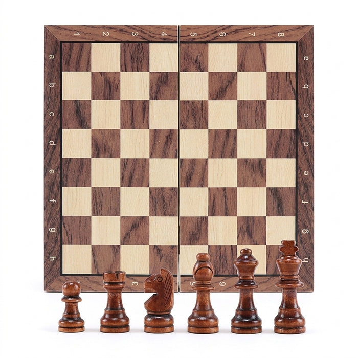 Magnetic Foldable Solid Wood Chess Set - Portable Board, Educational Gift