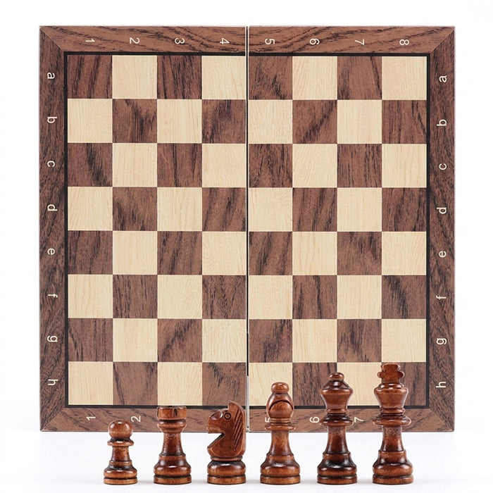 Magnetic Foldable Solid Wood Chess Set - Portable Board, Educational Gift