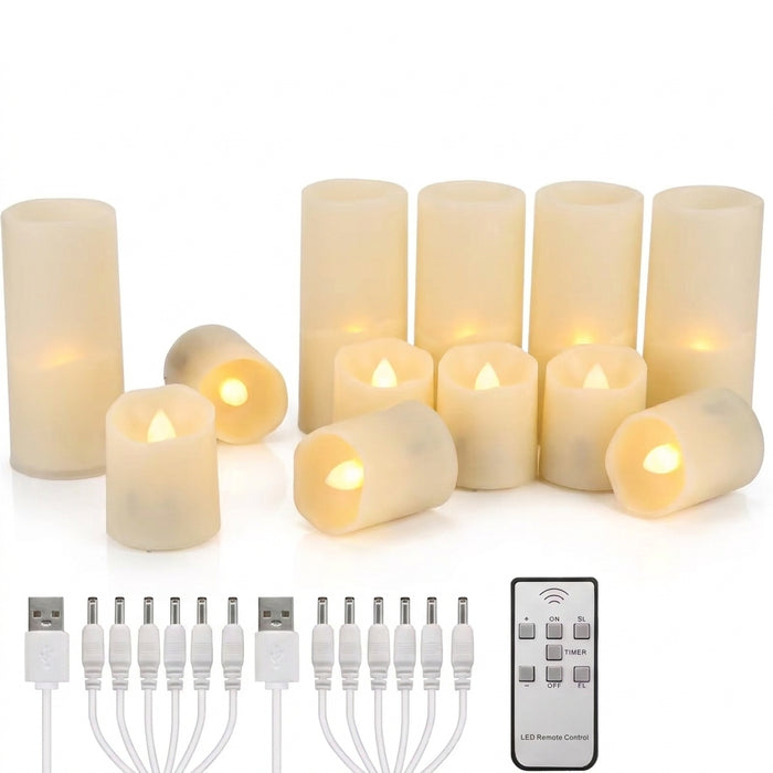Rechargeable LED Tea Lights with Remote — Flameless Timer Candles (Warm & Colour)