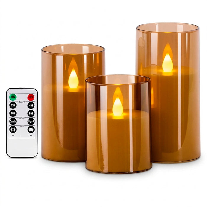 3-piece LED Flameless Candles with Remote Control for Weddings, Parties & Home Decor