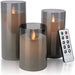 Set of 3 LED Glass Flameless Candles with Remote & Timer — 3 Sizes, 3 Colours