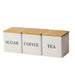 Set of 3 Metal Canisters with Bamboo Lids – 500ml Coffee, Tea & Sugar (Black or White)
