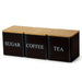 Set of 3 Metal Canisters with Bamboo Lids – 500ml Coffee, Tea & Sugar (Black or White)