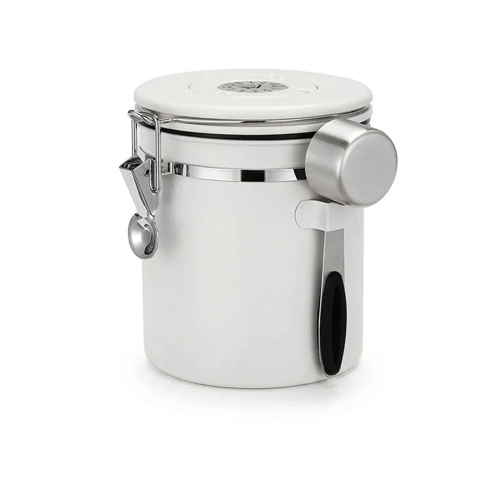 Airtight Stainless Steel Coffee Canister 22oz (1800ml) with Scoop — Black