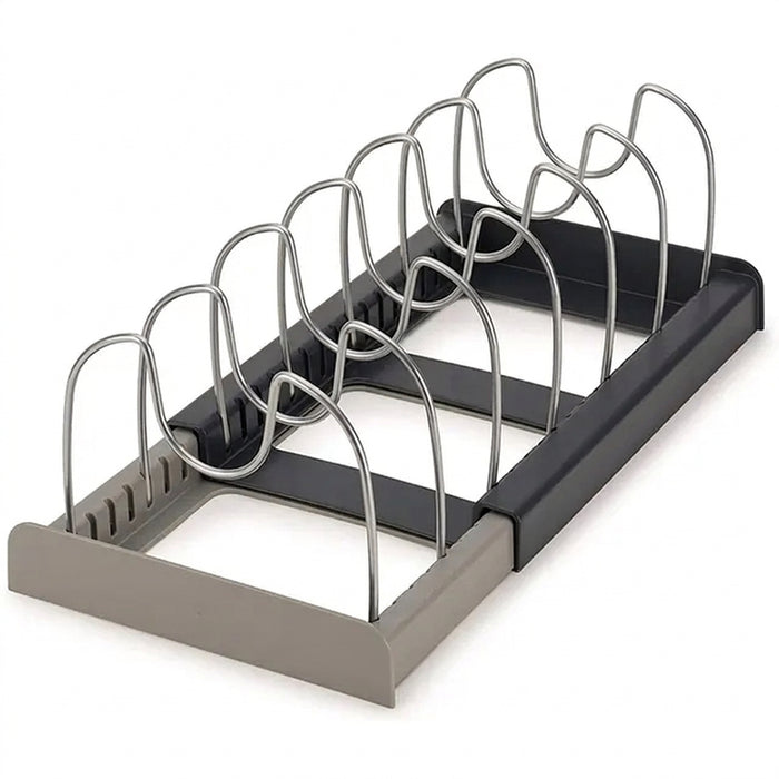 Expandable Stainless Steel Pot & Pan Rack — 7-Divider Cookware Organiser