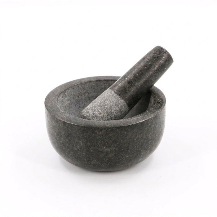 Premium Solid Granite Mortar & Pestle 16cm — Non‑Slip Stone Grinder