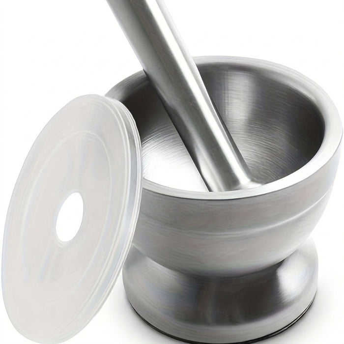18/8 (304) Stainless Steel Mortar & Pestle Set with Non-Slip Base - Silver