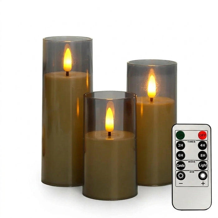 LED Flameless Acrylic Candles with Remote & Timer – Flickering, Battery Powered