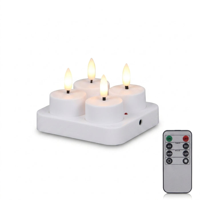 Rechargeable Flameless LED Tea Lights with Remote & Timer — 3D Flicker