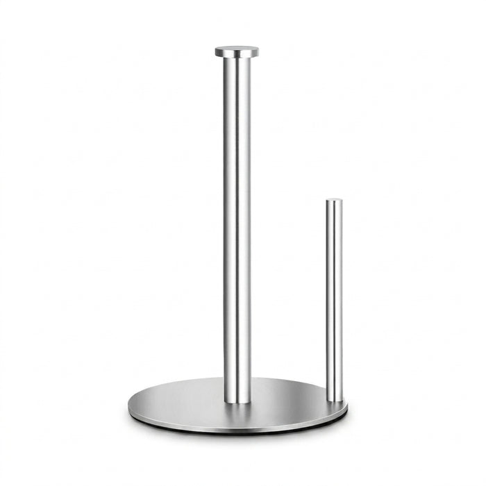 Stainless Steel Kitchen Roll Holder with Weighted Base - Heavy-Duty Countertop Organiser