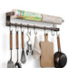 Stainless Steel Double-Rod Kitchen Rack — Spoon Holder & Kitchen Roll Dispenser