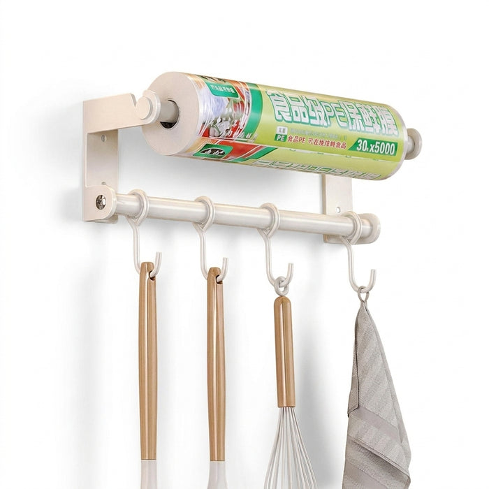 Stainless Steel Double-Rod Kitchen Rack — Spoon Holder & Kitchen Roll Dispenser